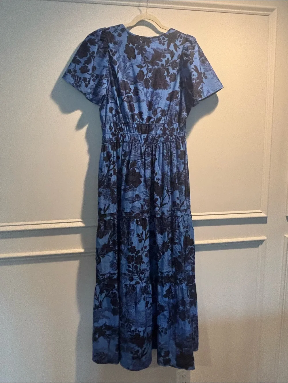 Anthropologie The Somerset Blue & Navy Floral Tiered Maxi Dress - Picture 5 of 5